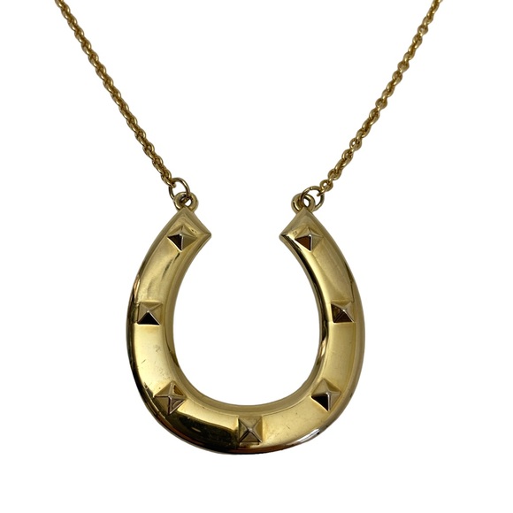 House of Harlow 1960 Jewelry - HOUSE OF HARLOW Long Necklace Large Lucky Horseshoe Goldtone